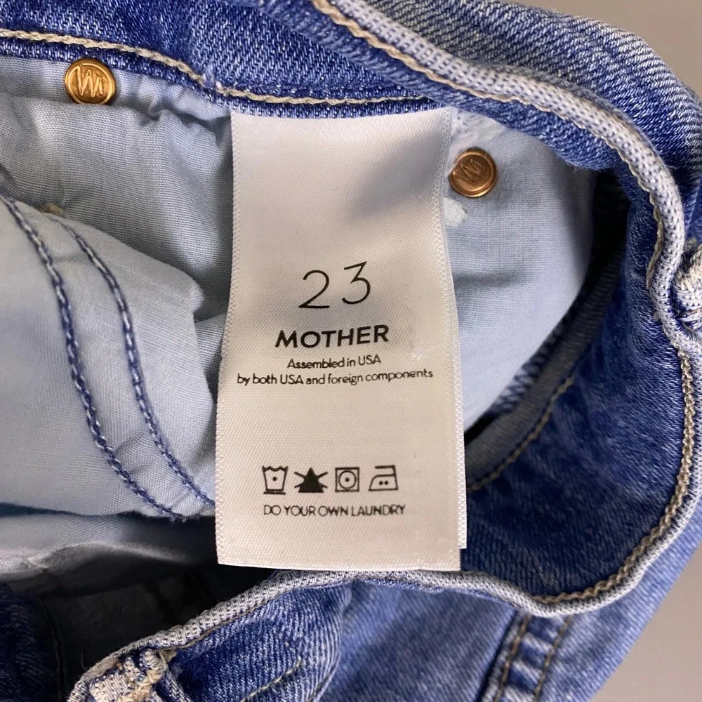 Mother The Pixie Dazzler Ankle Fray Jeans Size 23 Blue Popism High Rise Straight
